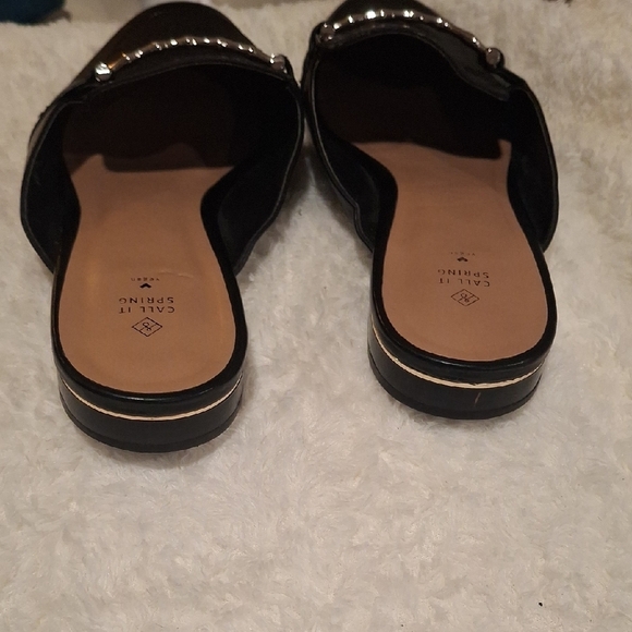 Call It Spring Black Mules with Gold Accent - Picture 3 of 7